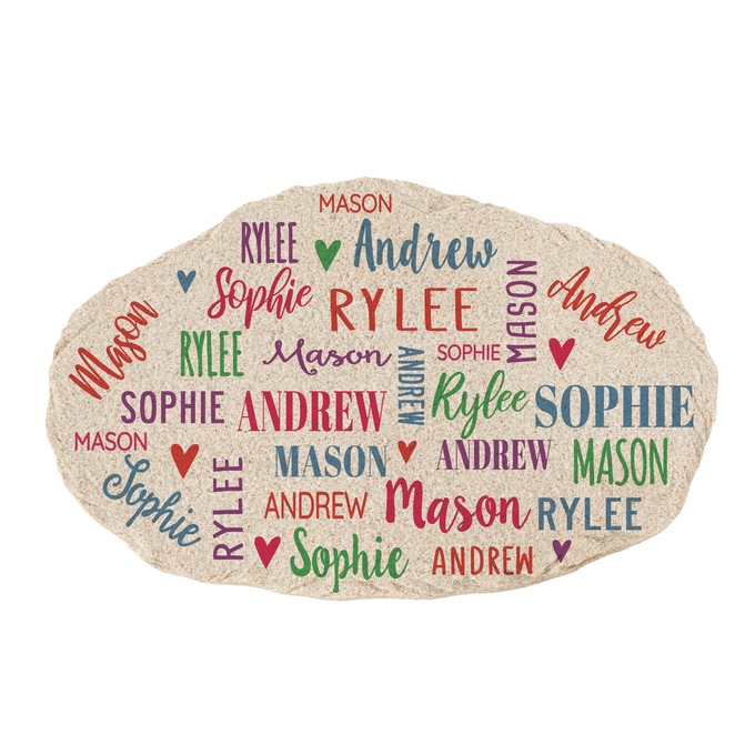 Personalized Family of Names Garden Stone, Multi, large