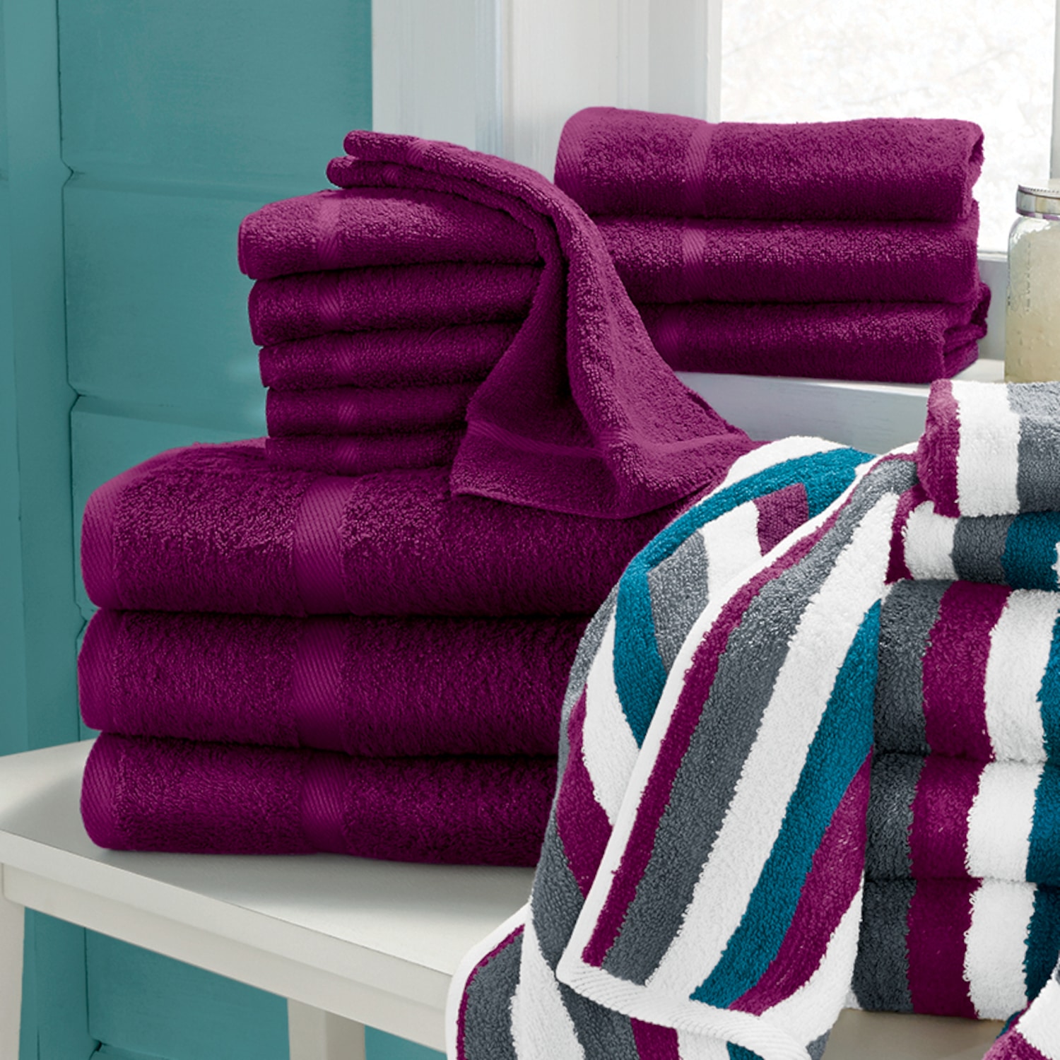 12Piece Serene Cotton Terry Bath Towel Set Seventh Avenue