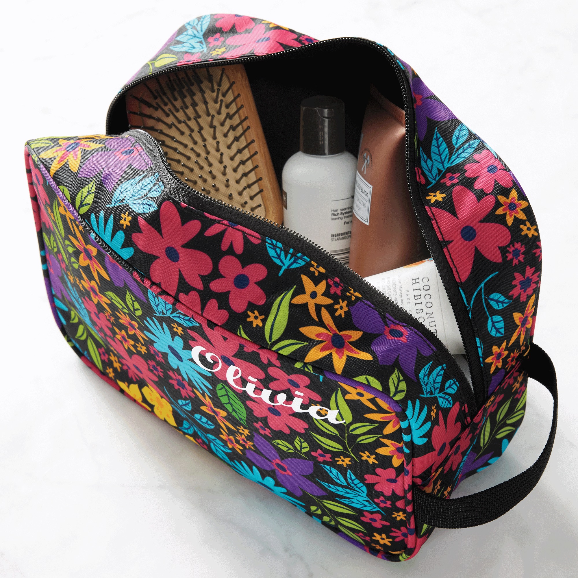 Personalized Novelty Toiletry Organizer, Floral, large