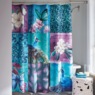 Printed Patchwork Peacock Shower Curtain, , large