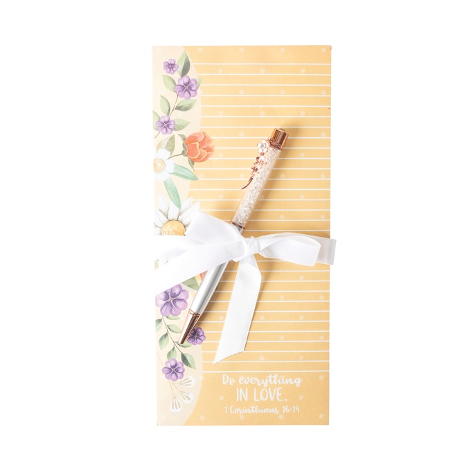 Floral Notepad and Pen Set, Multi, large