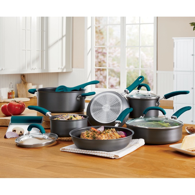 Rachael Ray&reg; 11-Piece Create Delicious Hard-Anodized Cookware Set, Teal, large