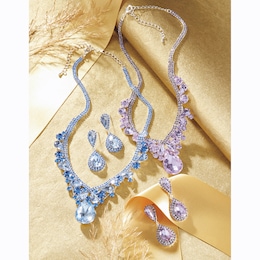 Crystal Teardrop Necklace & Earring Set, , large