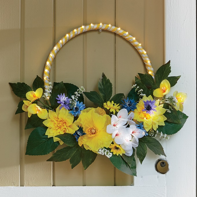 LED Yellow Half Wreath, , large