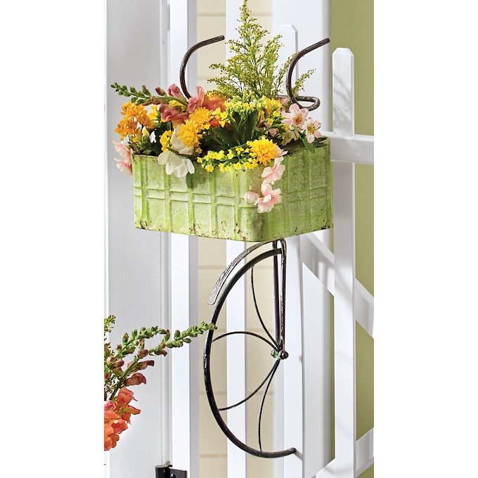 Bike Basket Wall Planter, Green, large