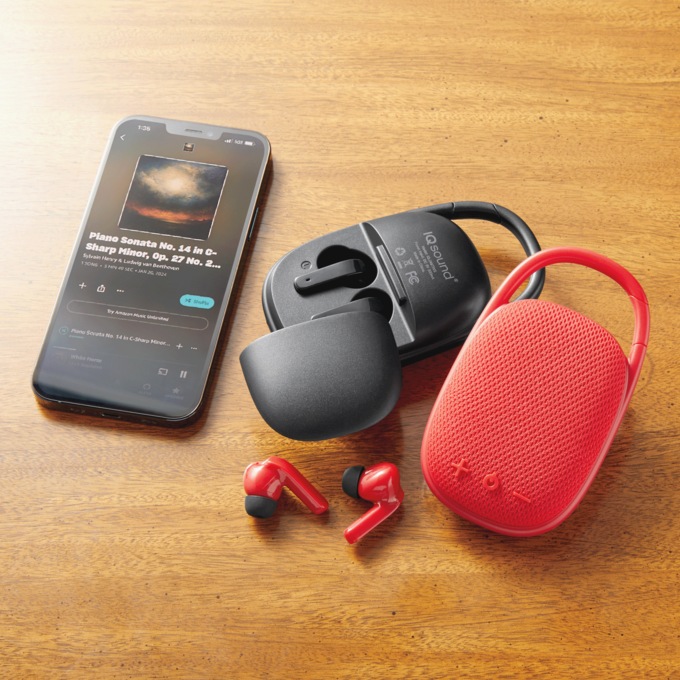 IQ Sound Bluetooth Speaker with Earbuds, , large