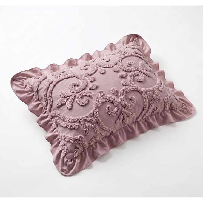 Adeline Chenille Sham with Ruffled Edges, Mauve, large