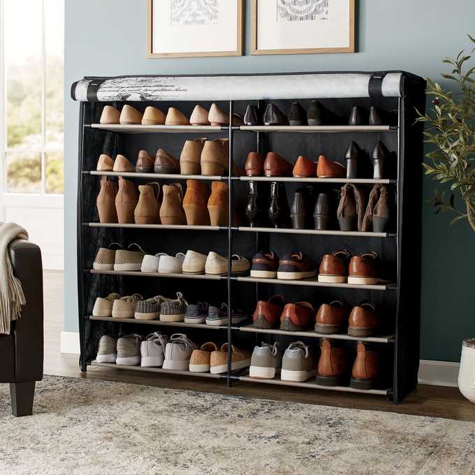 6-Layer Fabric Double Shoe Storage Organizer, Europe Icons, large