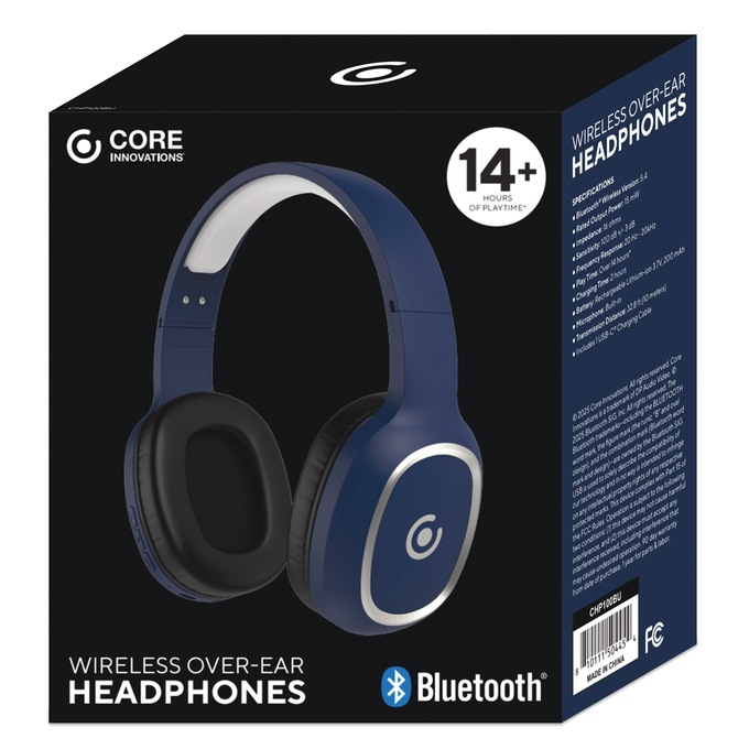Core Innovations Wireless Bluetooth Headphones, Navy, large
