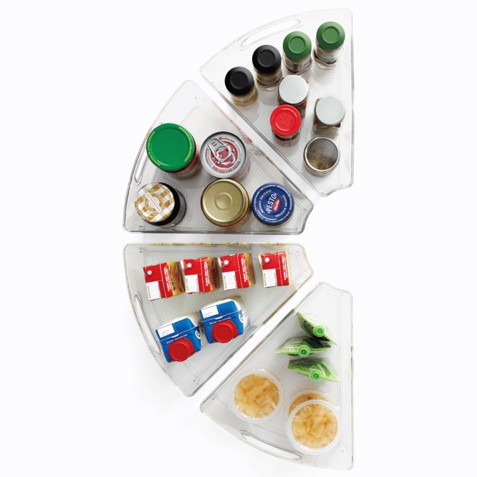 Set of 4 Lazy Susan Storage Containers, , large