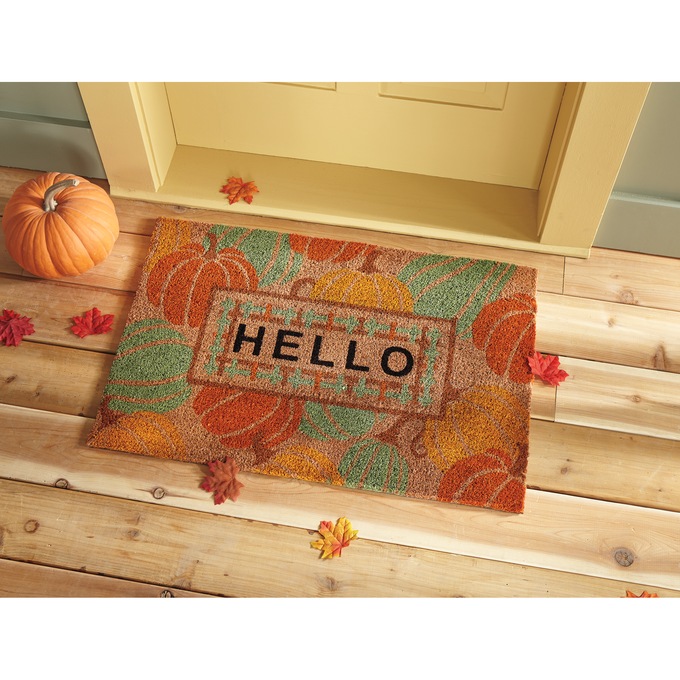 Hello Pumpkins Coir Indoor/Outdoor Mat - 20" X 30", , large