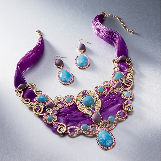 Ornate Blues/Purple Necklace, , large
