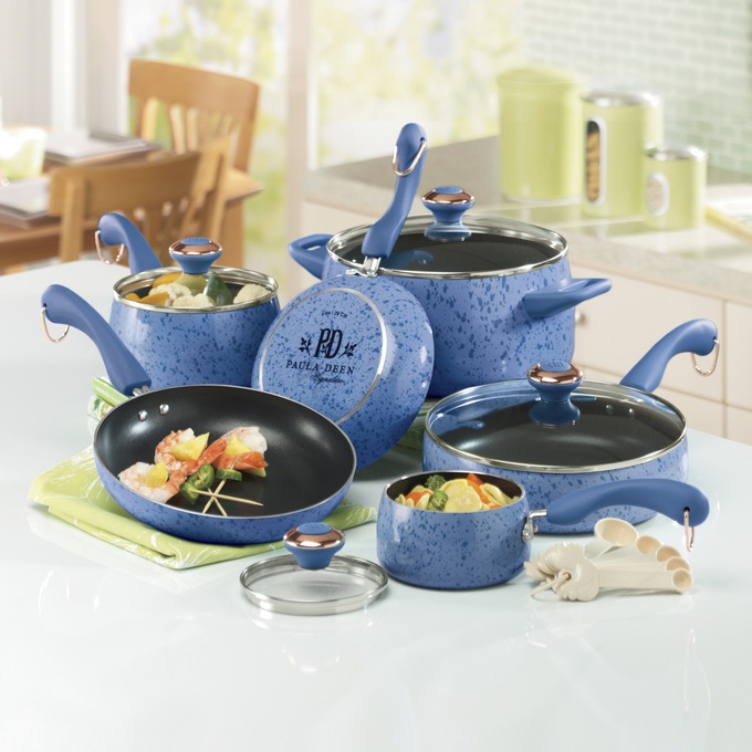 Paula Deen 15Piece Speckled Porcelain Cookware Set Seventh Avenue