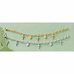 Heart/Cross Cubic Zirconia Bracelet, , large