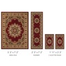 4-Piece Plush Floral Kirman Rug Set with Runner and Mats, Burgundy, large
