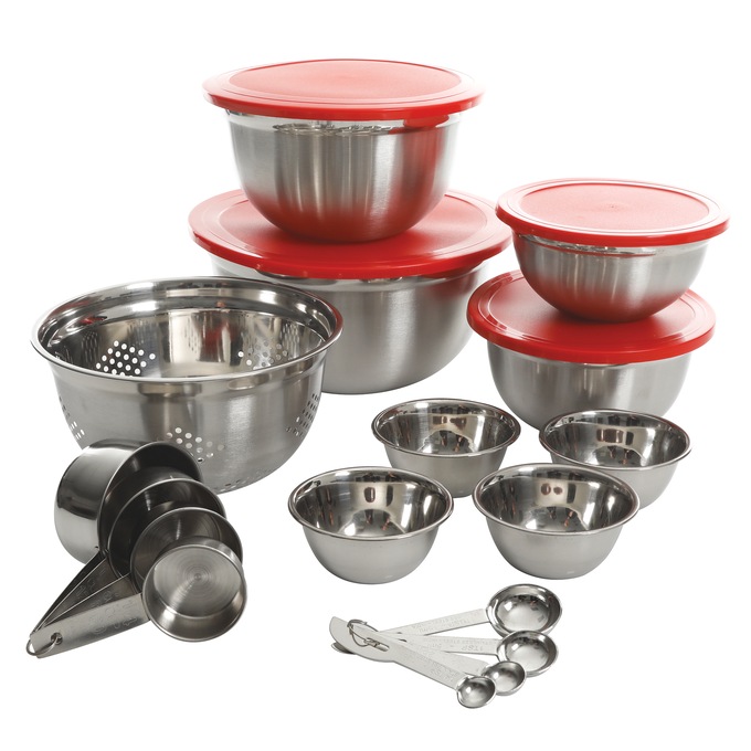 Gibson Home Branfield 21-Piece Stainless Steel Kitchen Prep Set, Stainless Steel Red, large