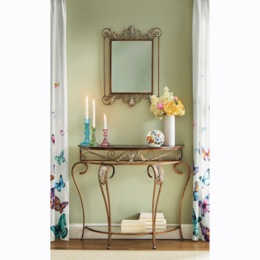 Metal Leaf Console Table and Mirror, , large