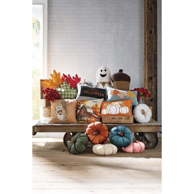 Beaded Pumpkin Trio Pillow, , large