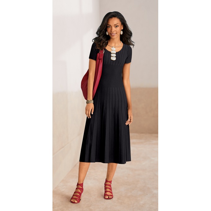 Spring A-Line Sweater Dress, , large