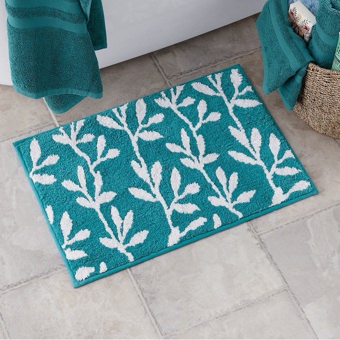 Serene Leaf Bath Mat, , large