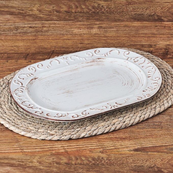 Pfaltzgraff Trellis White Oval Platter, , large