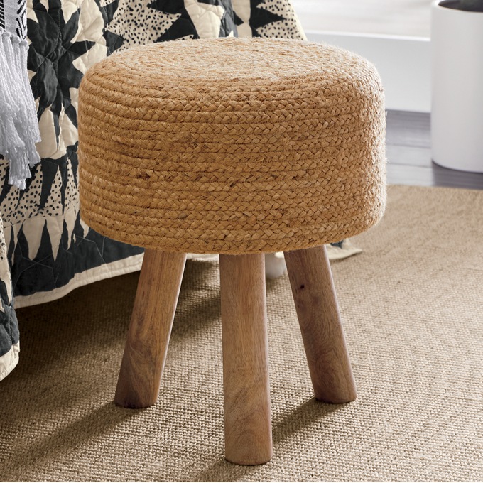 Braided Jute Stool, , large