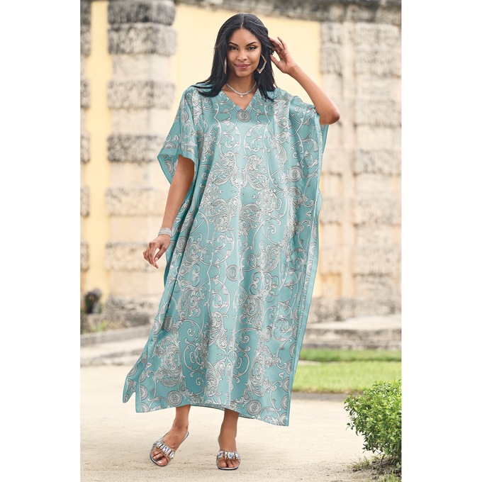 Alluring Long Caftan with V-Neck, , large