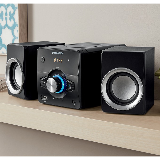 Magnavox 3-Piece CD Shelf System, Black, large