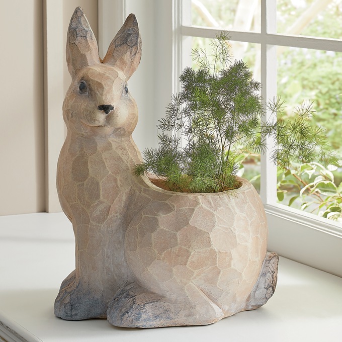 Distressed Bunny Planter, , large