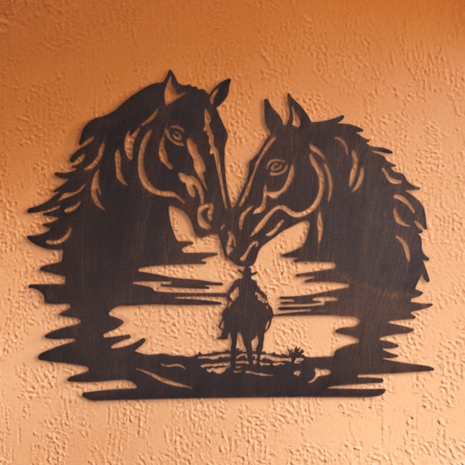 Laser-Cut Cowboy Dreaming Wall Art, Black, large
