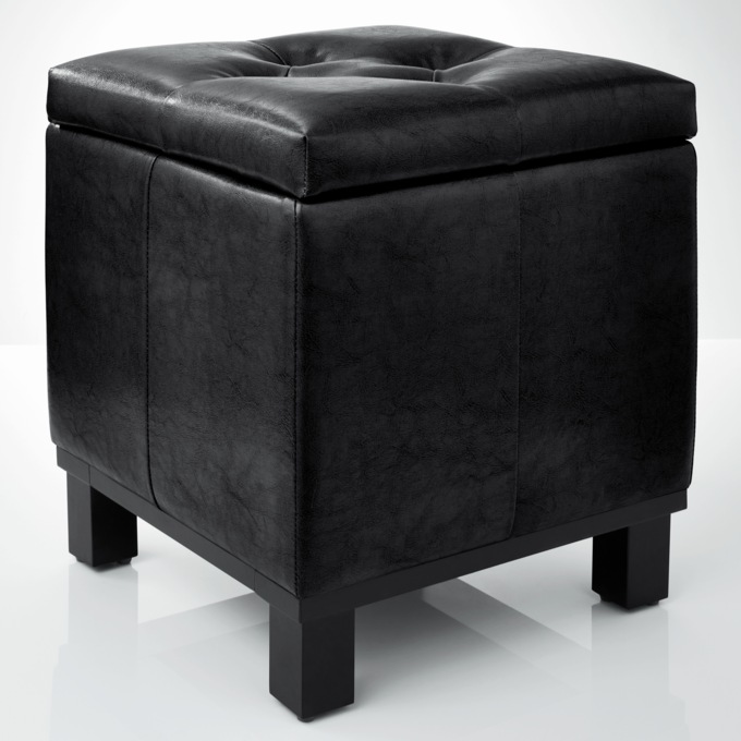 Avery Storage Ottoman, Black, large