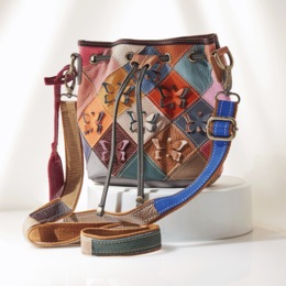 L'Artiste Genuine Leather Rainbow Drawstring Bag by Spring Step, , large
