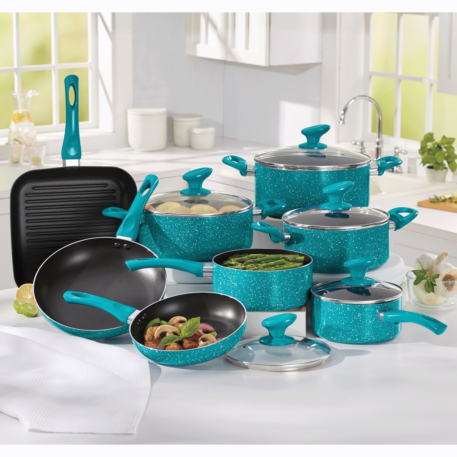 13-Piece Speckled Granite Nonstick Aluminum Cookware | Seventh Avenue