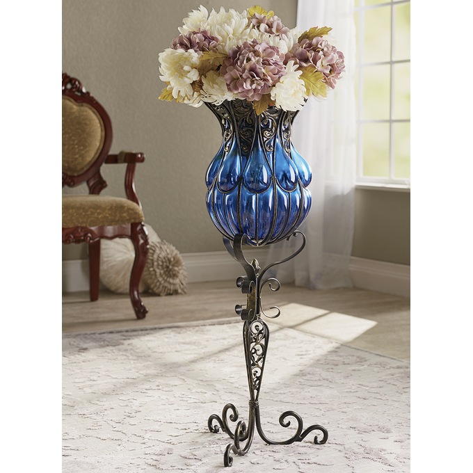 Corona Captured Glass Vase with Stand Seventh Avenue