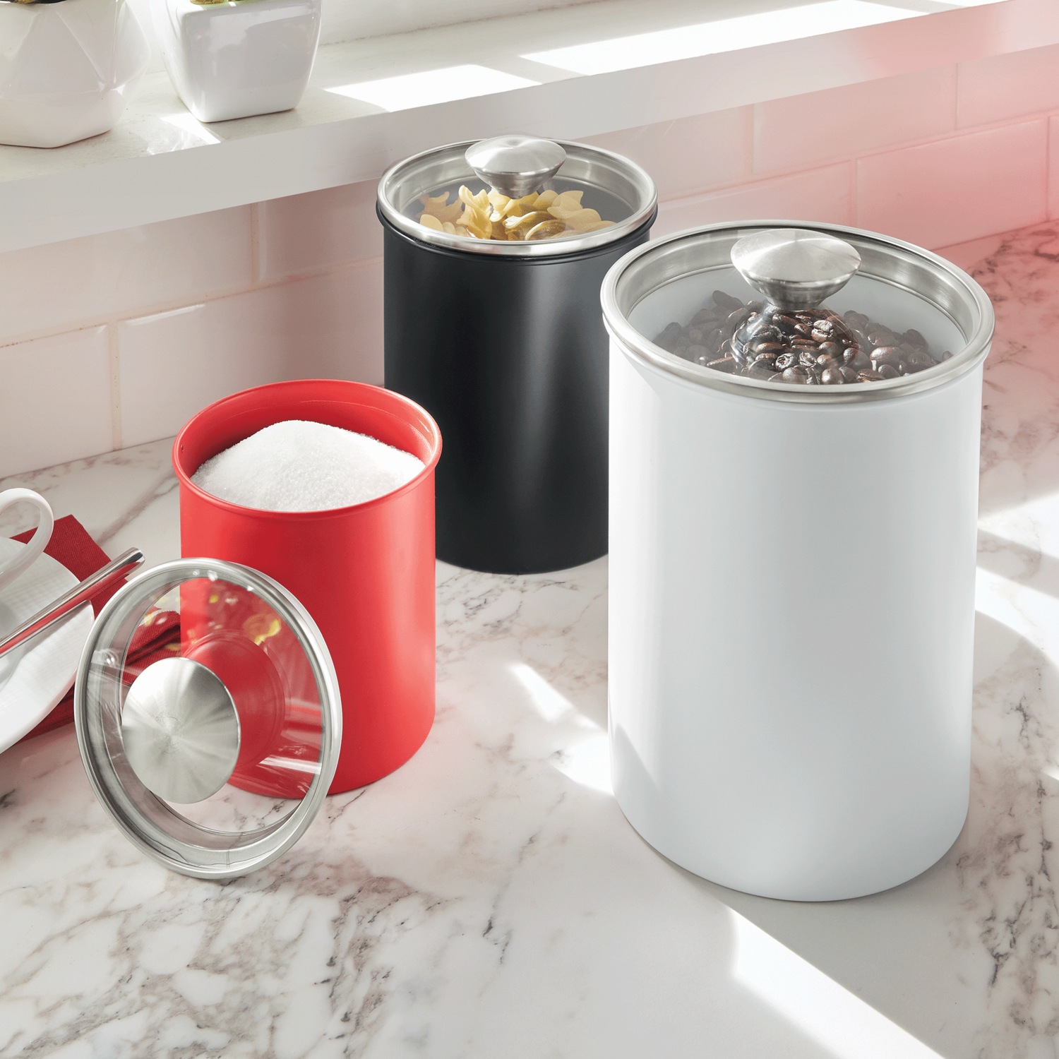 Set of 3 Assorted Metal Canisters | Seventh Avenue