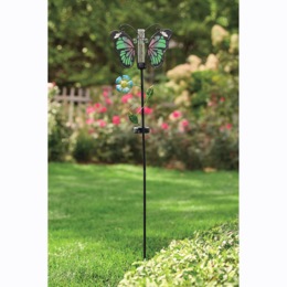 Solar Butterfly Rain Gauge Stake, , large