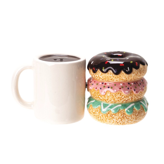 Coffee and Donuts Magnetic Salt & Pepper Shakers, , large