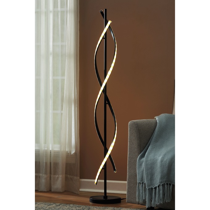 LED Twist Floor Lamp, Black, large