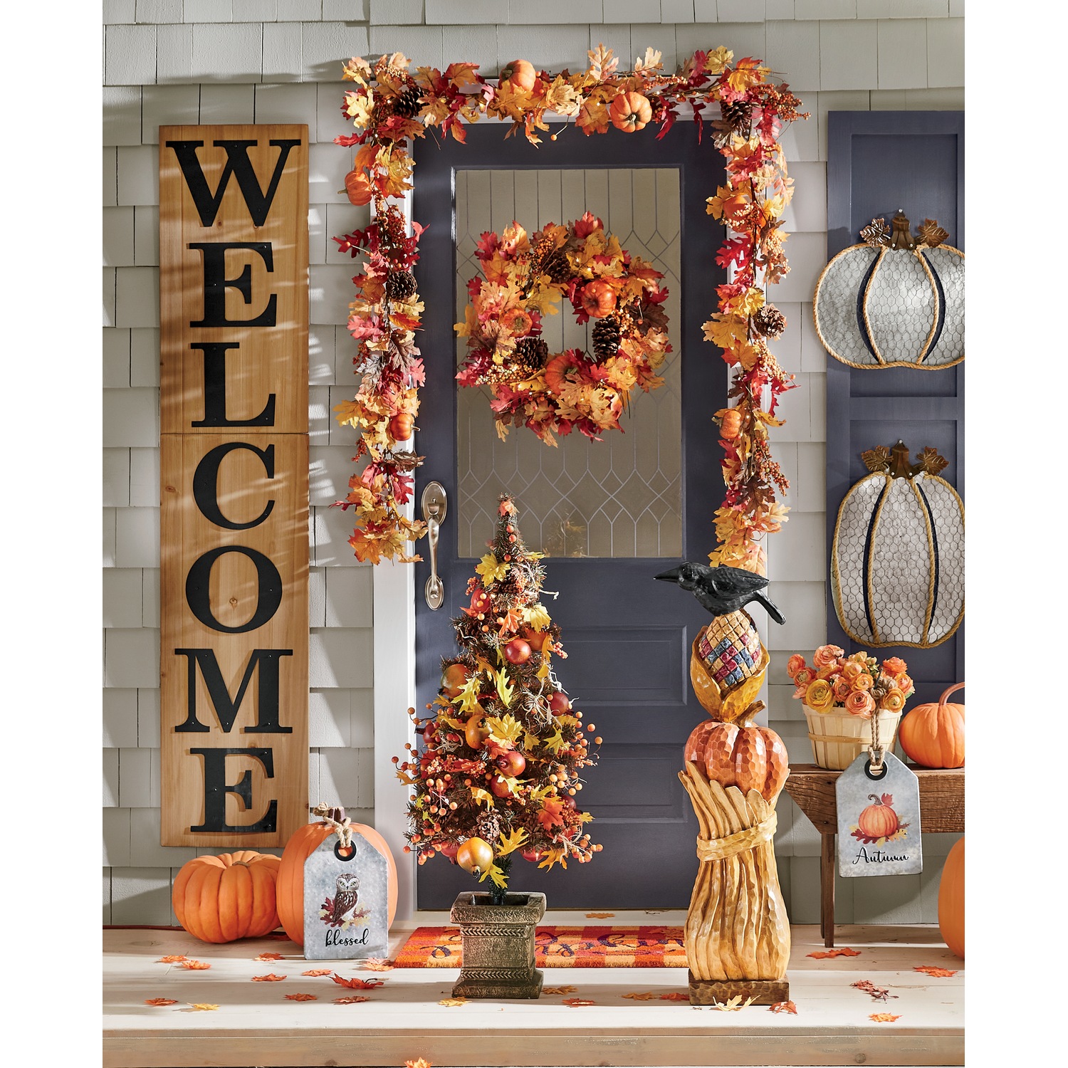 Lit Fall Wreath Seventh Avenue