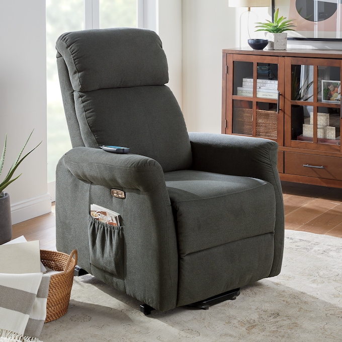 Lay-Flat Powered Lift Recliner, Charcoal, large