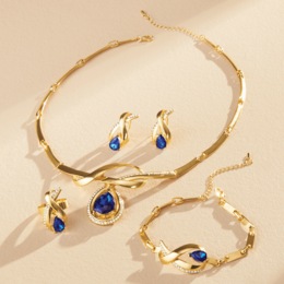 Color Crystal Necklace, Bracelet, Earring &amp; Ring Set, , large