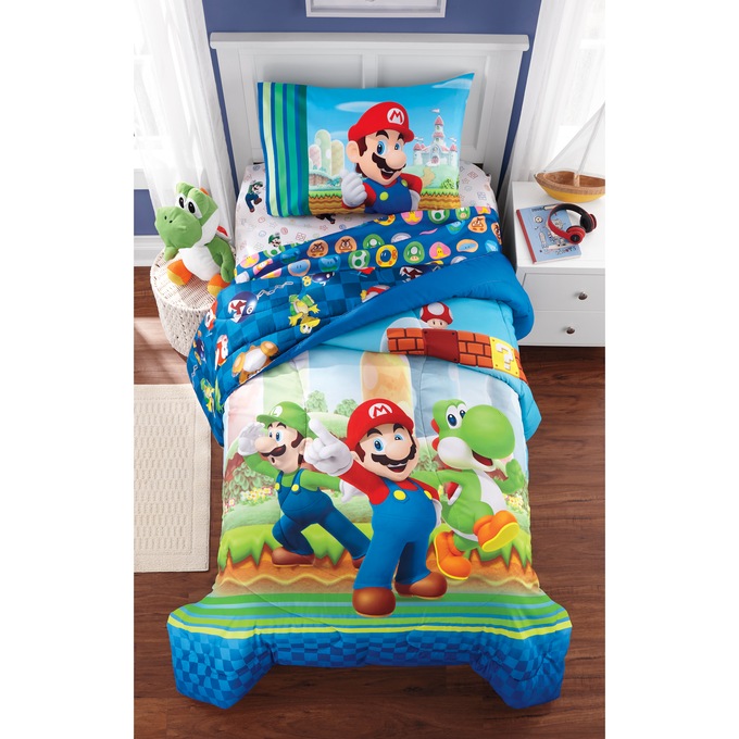 Kids&#39; Mario Bedding, Pillow and Sheet Set, , large