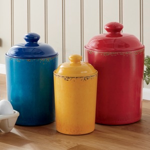 3-Piece Melamine Reactive Kitchenware Canister Set, , large