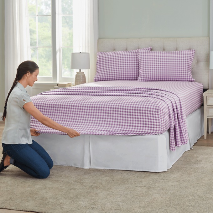 Bed Tite Gingham Microfiber Sheet Set, , large