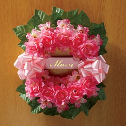 Memorial Rose Wreath, Pink, large