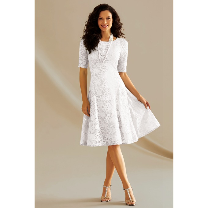 Gaila Fit-and-Flare Lace Dress with Sequin Details, , large