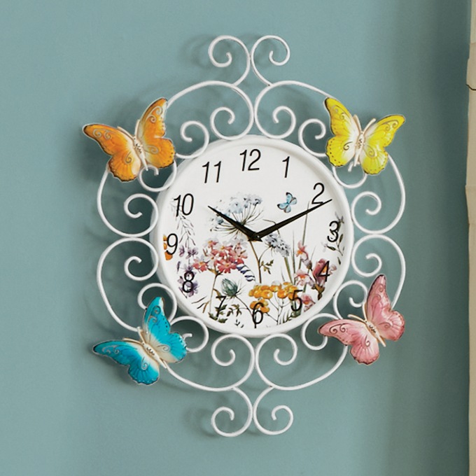 Scroll Butterfly Wall Clock, , large