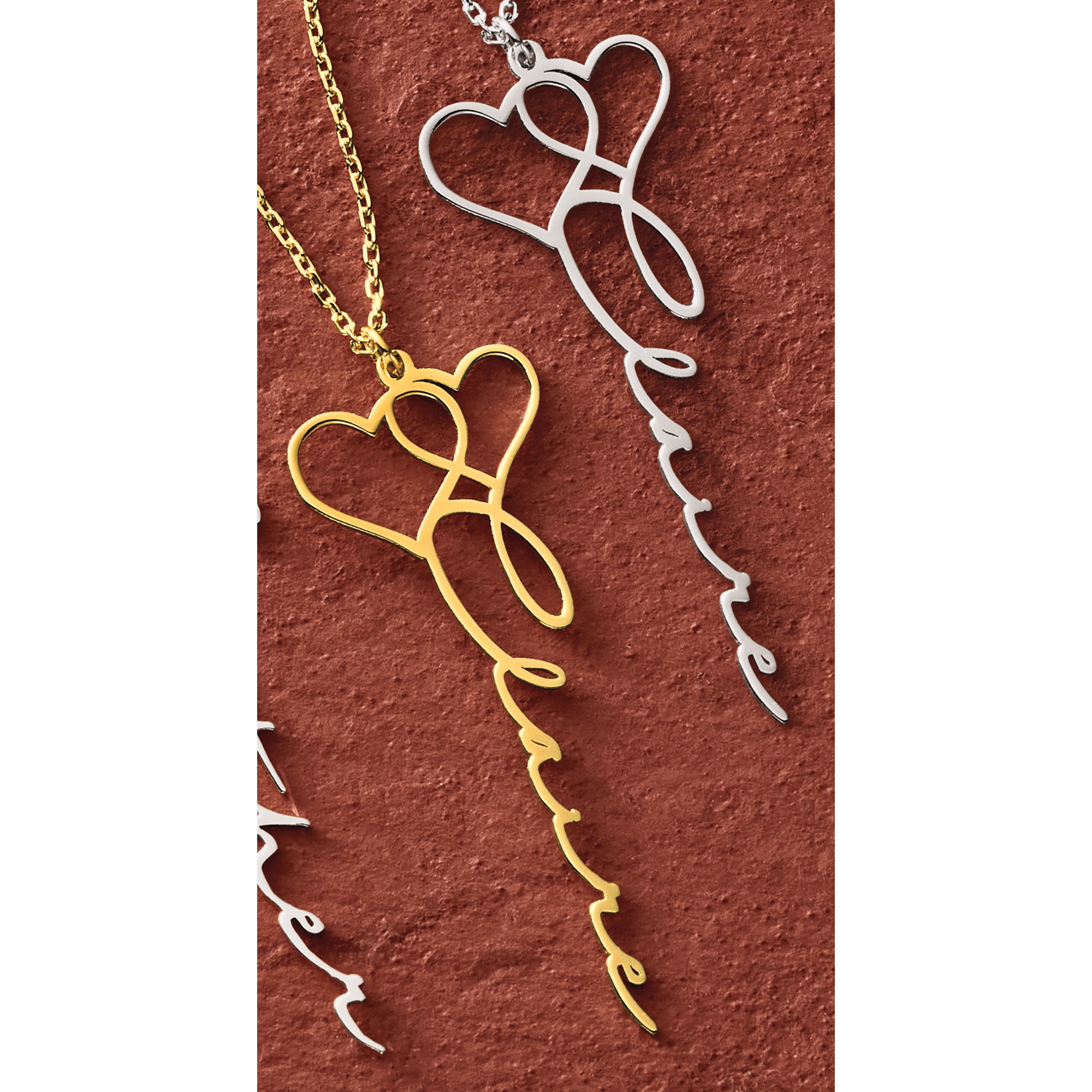 Personalized Name Intertwining Hearts Pendant, , large