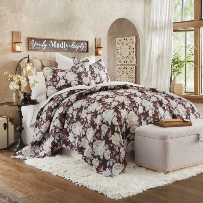 Rambling Rose Oversized 3-Pc. Quilt Set, , large