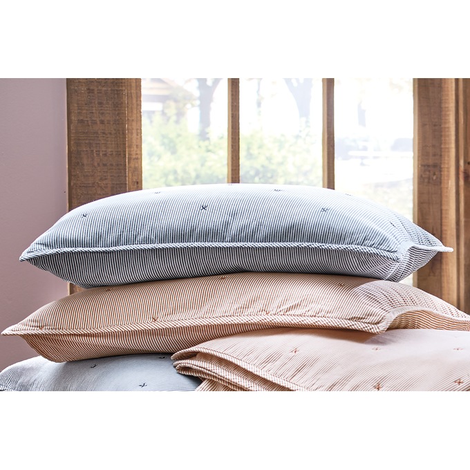 Railroad Stripe X-Stitch Quilted Standard Sham, Navy, large